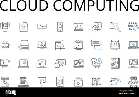 Colección De Iconos De Línea De Computación En Nube Realidad Virtual