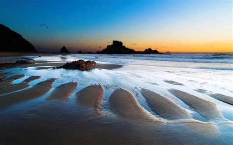 Nature Landscape Sea Beach Horizon Sand Rock Sunset Wallpapers
