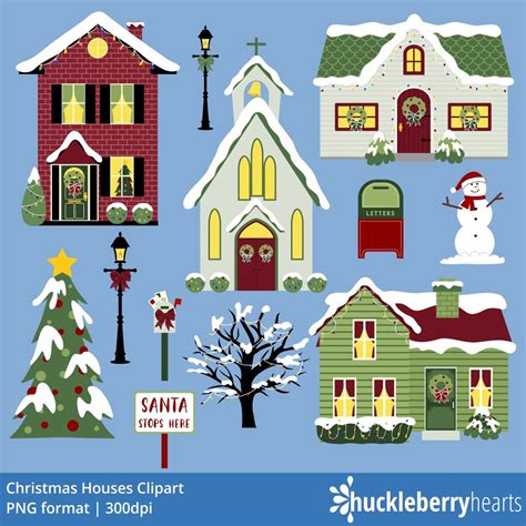 Christmas Houses Clipart Christmas Village Clipart Christmas | Etsy | Christmas home, Christmas ...