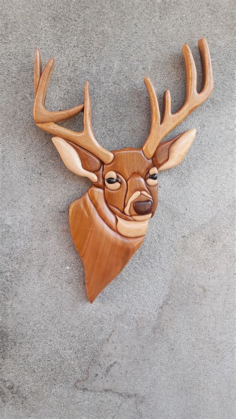 Point Buck Intarsia Intarsia Wooden Art Poplar Wall Decor Home