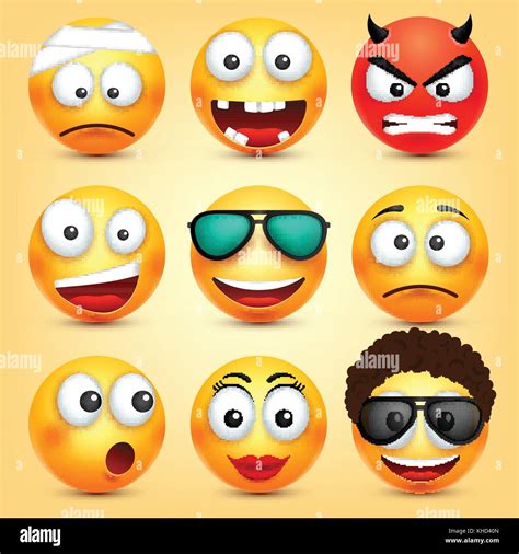 Smileys Emoticons Gelbes Gesicht Mit Emotionen Gesichtsausdruck 3d