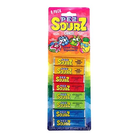 Pez Sourz Assorted Fruit Candy Roll 29 Oz 8 Piece Pack All City Candy