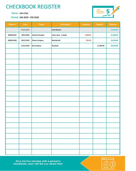 39 Checkbook Register Templates 100 Free Printable Templatelab