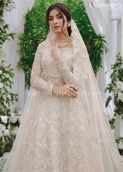 White Pakistani Bridal Dress In Lehenga Gown Bs620 Pakistani Bridal Dresses Bridal Dresses