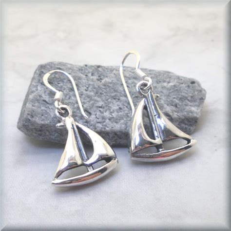 Sailboat Earrings 925 Sterling Silver Nautical Earrings Etsy