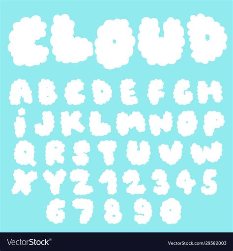 Fluffy Cloud Font Collection Royalty Free Vector Image