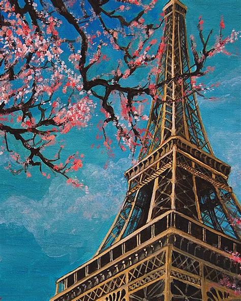 Eiffel Tower Oil Painting On Canvas 100 Hand Painting Beautiful Plum