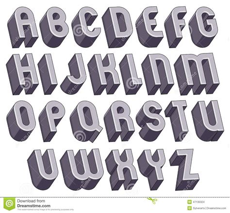 3d Bold And Big Font Monochrome Dimensional Alphabet Made With Stock