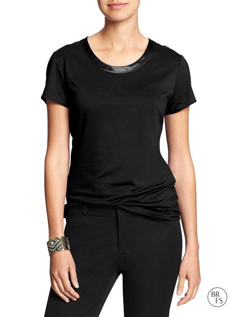 Banana Republic Factory Scoop Neck Luxe Touch Tee In Black Lyst
