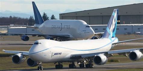 Boeing 747 8 With The Modified 747 Dreamlifter In The Background