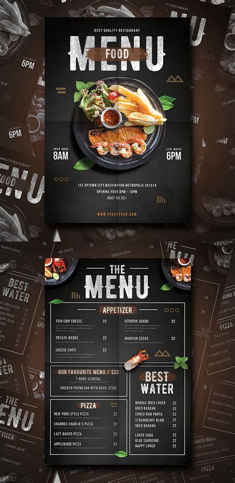 Modern Food Menu Template Psd Menu Card Design Menu Design Template