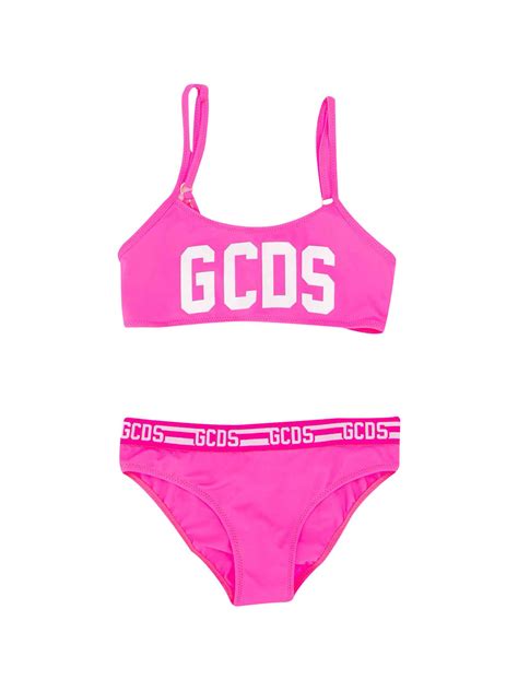 Gcds Mini Fuchsia Teen Bikini With Frontal Logo In Fucsia Fluo | ModeSens