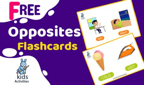 Free Printable Opposites Flashcards With Pictures For Preschoolers