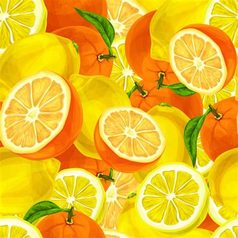 Fond Daquarelle Avec Des Citrons Et Des Oranges Vecteur Gratuite