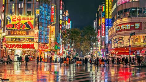 Пазл город токио (люди, огни, улица, Токио, Япония, дождь, дома ...