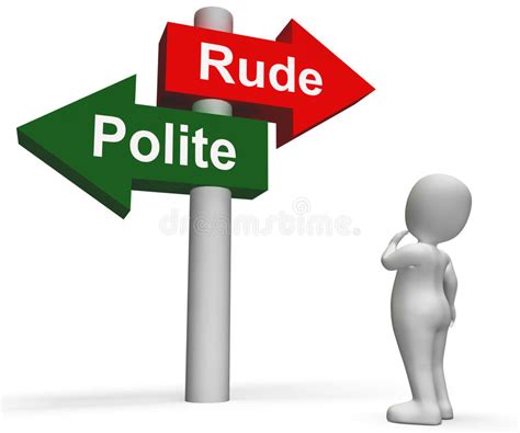 Rude Polite Signpost Means Good Bad Manners Stock Illustration