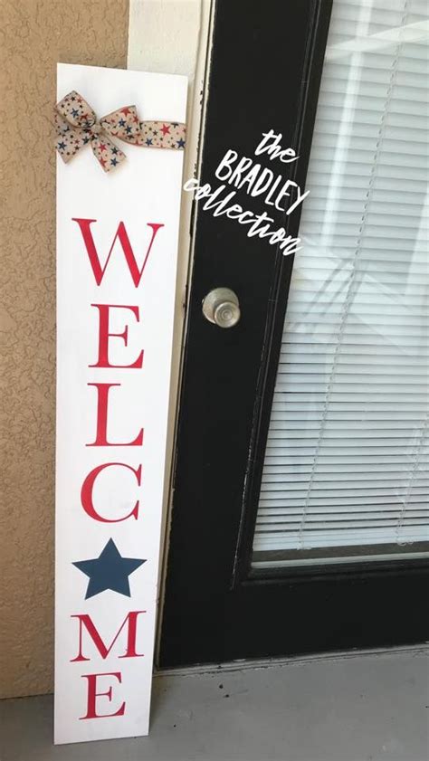 Red White And Blue Welcome Sign Etsy Welcome Sign Red And White Red