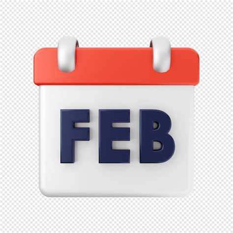 Premium Psd 3d Calendar February Icon Illustration