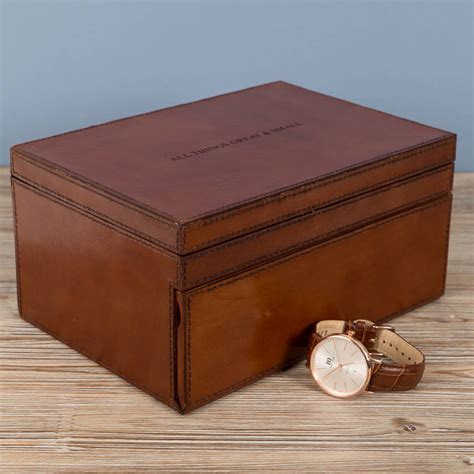 Gents Personalised Large Leather Jewellery Box By Ginger Rose