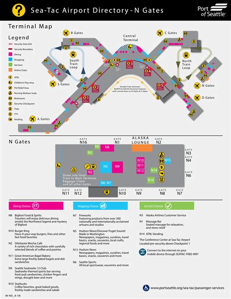 Seattle Tacoma Airport Map Sea Printable Terminal Maps Shops Food