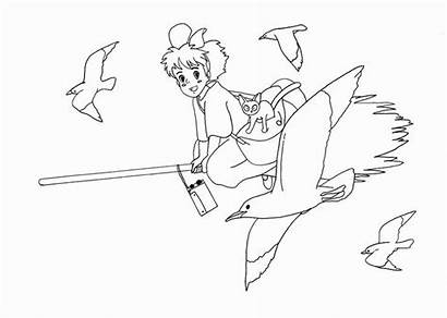 Coloring Kiki Delivery Colouring Ghibli Studio Seagulls