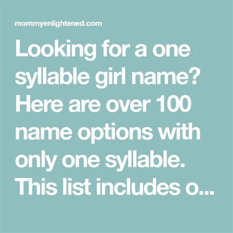 100 Unique 1 Syllable Girl Names Origins And Meanings One Syllable