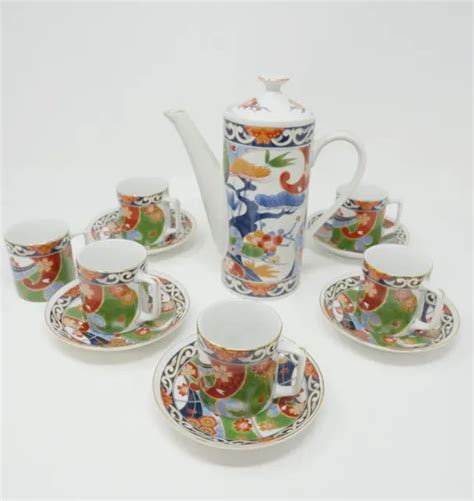 VINTAGE ANDREA BY Sadek Imari Demitasse Tea Set Japan Cups Saucers