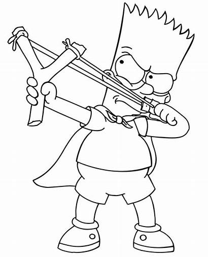 Bart Simpsons Slingshot Coloring Printable Simpson Drawing