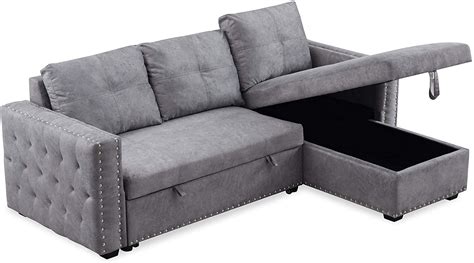 Wholesale 91 Reversible Sleeper Sectional Sofa 3 Seat With Nail Head