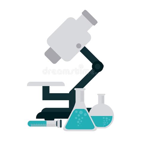 Microscope And Chemistry Flasks Stock Vector Illustration Of Test