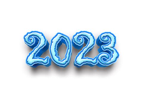 2023 Text Number Year 3d Mockup Ice Blue 19840108 Png