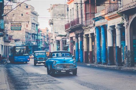 Havana Cuba December 10 2019 Vintage Colored Classic American Cars In Old Havana Cuba