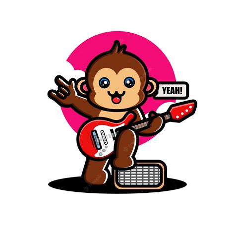 Premium Vector Cute Monkey Playing Guitar