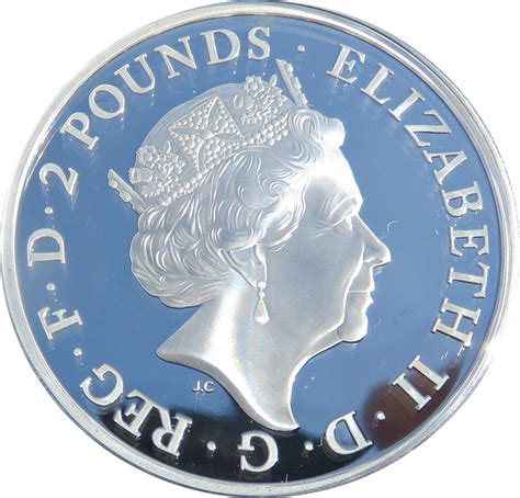 2 Pounds Elizabeth Ii 5th Portrait 1 Oz Silver Britannia