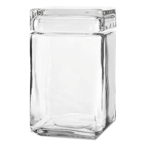 Stackable Square Glass Jar Wglass Lid By Anchor Anh85588r