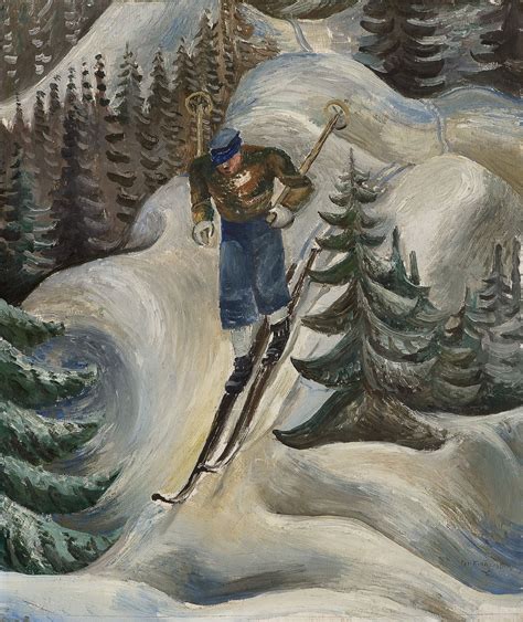 Per Krohg Norwegian 1889 1965 Skiløper Skier 1931 Oil On Board