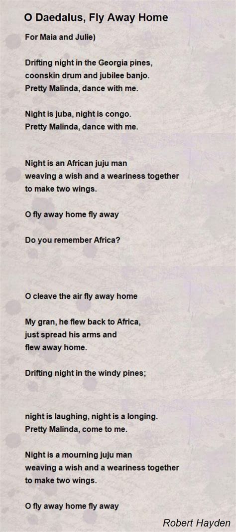 O Daedalus Fly Away Home Poem By Robert Hayden Poem Hunter
