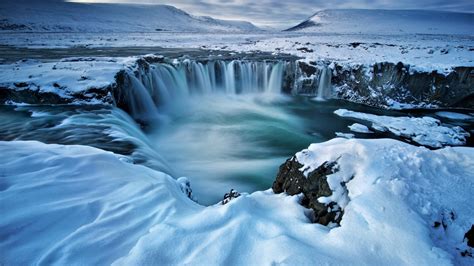 Wallpaper Godafoss Waterfall Winter Iceland 5k Travel 17377