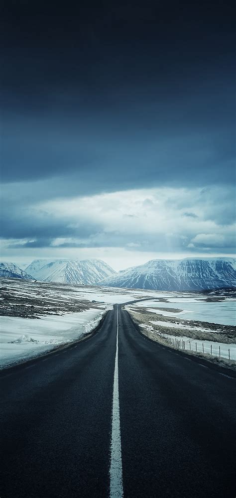 Winter Road Wallpaper 1080x2280