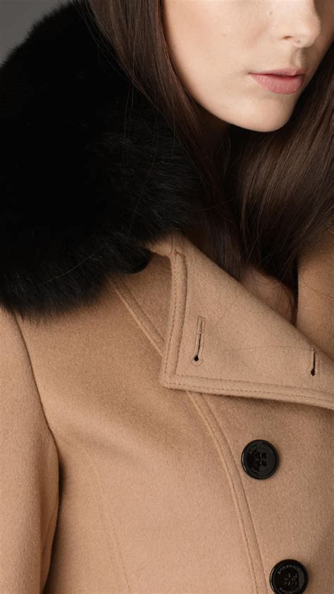 Lyst Burberry Pleat Detail Wool Cashmere Coat In Natural