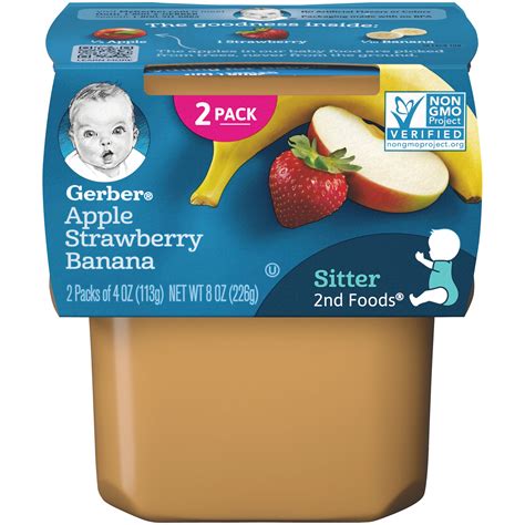 Gerber Natural Stage 2 Baby Food Apple Strawberry Banana 8 Oz Tub 2