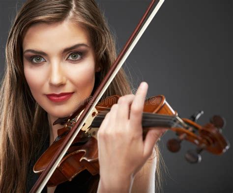 Music Portrait Of Young Woman Violin Play Stock Photo Image Of Retro