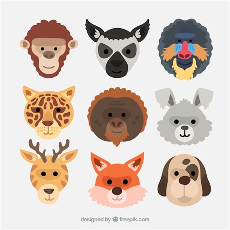 Premium Vector Collection With Variety Of Animals Faces