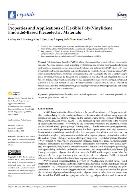 Pdf Properties And Applications Of Flexible Polyvinylidene Fluoride Based Piezoelectric