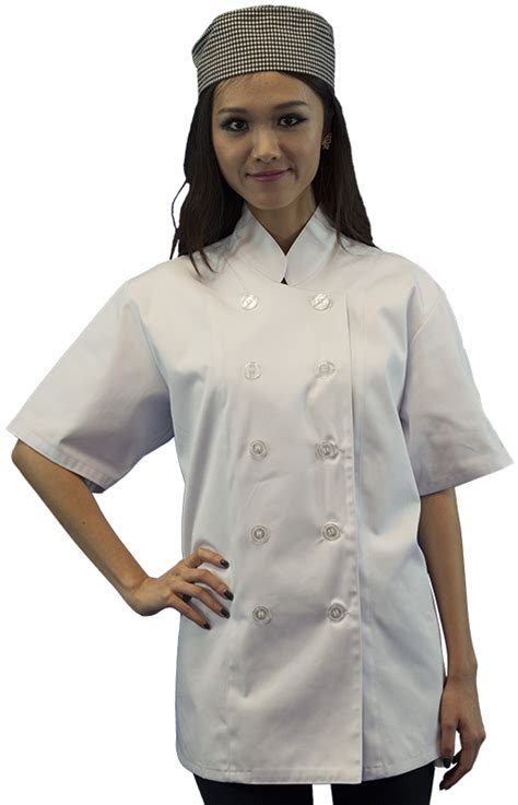 Women’s Chef Coat With Plastic Button Short Sleeve Levon Uniform Beautifully Designed
