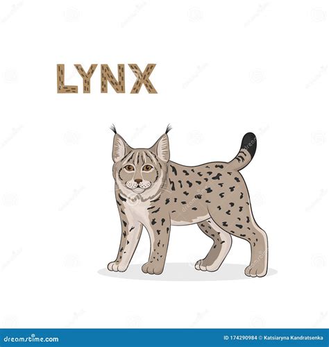 Vector Illustration A Cartoon Lynx Isolated On A White Background