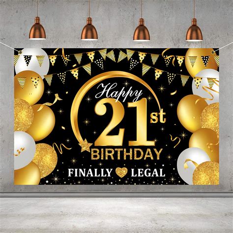 Buy Omirae Happy 21st Birthday Banner Backdrop Background 21 Year Old Finally Legal Party