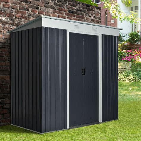 Outsunny 7 X 6ft Sloped Roof Garden Storage Shed W Sliding Door