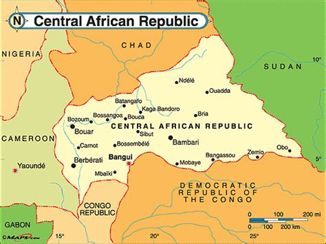 Central African Republic Political Map By From