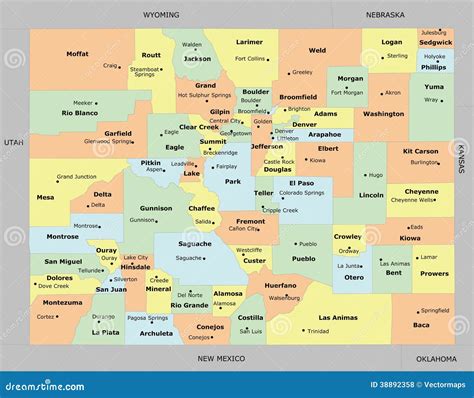 Colorado County Map Stock Vector Image 38892358